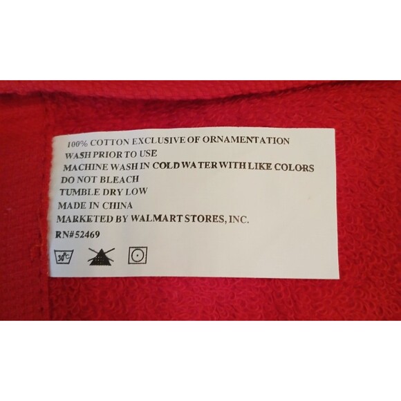 3-Piece 100% Cotton Christmas Towel set Embroidered Design Large Bath Towel Red - Picture 13 of 13